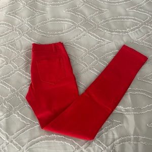 Red Skinny Jeans Fashion Statement Outfit Slim Fit